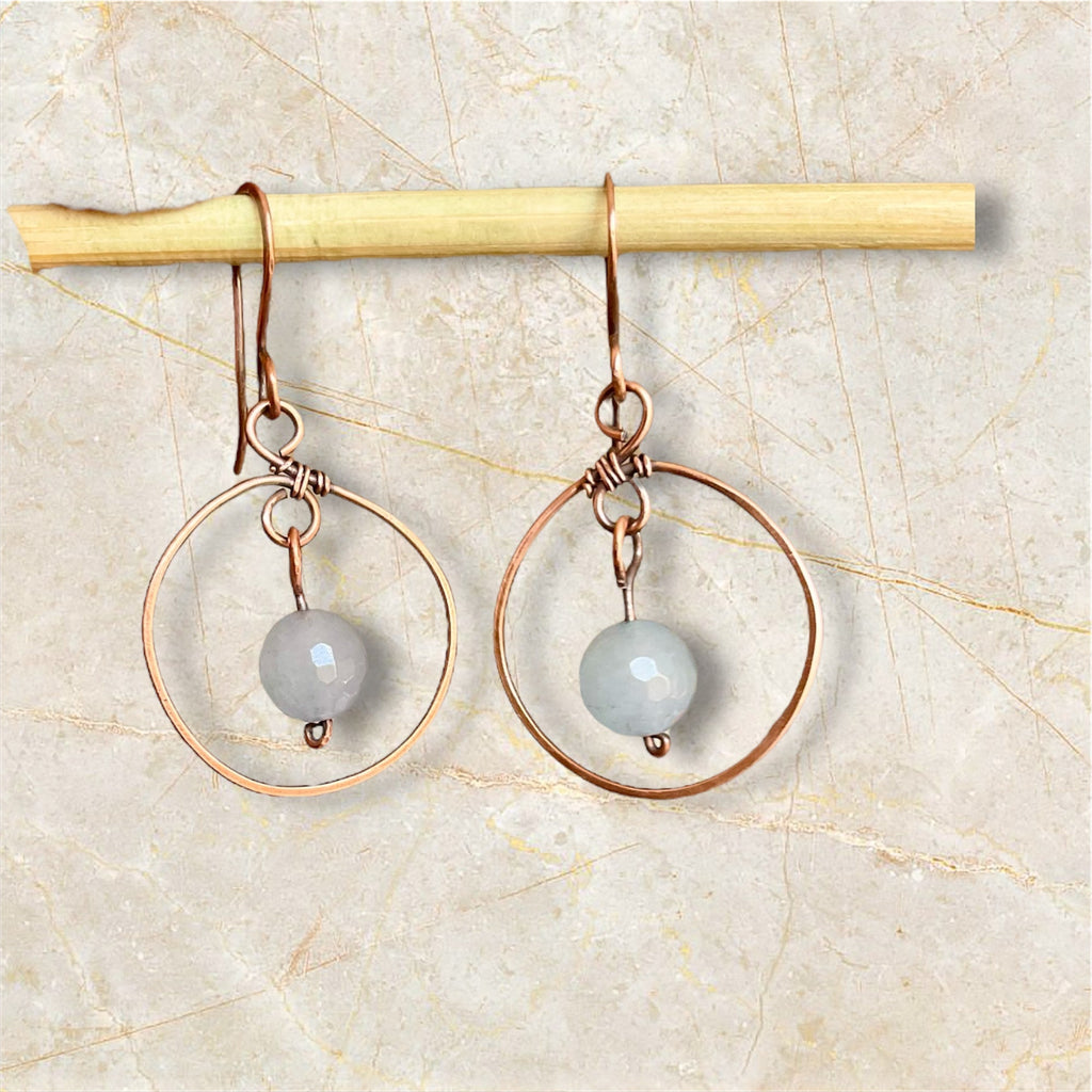 Dangle Earrings-Aquamarine & Rose Quartz