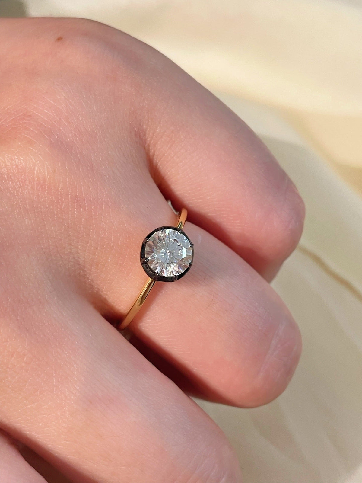 1 Carat Lab-Grown Diamond Black Gold Solitaire Ring