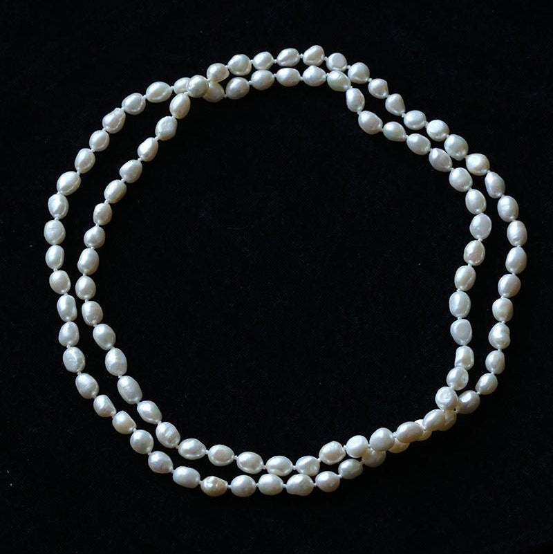 114cm Infinite Wrap Baroque Pearl Necklace - Versatile Natural Freshwater Pearl Chain