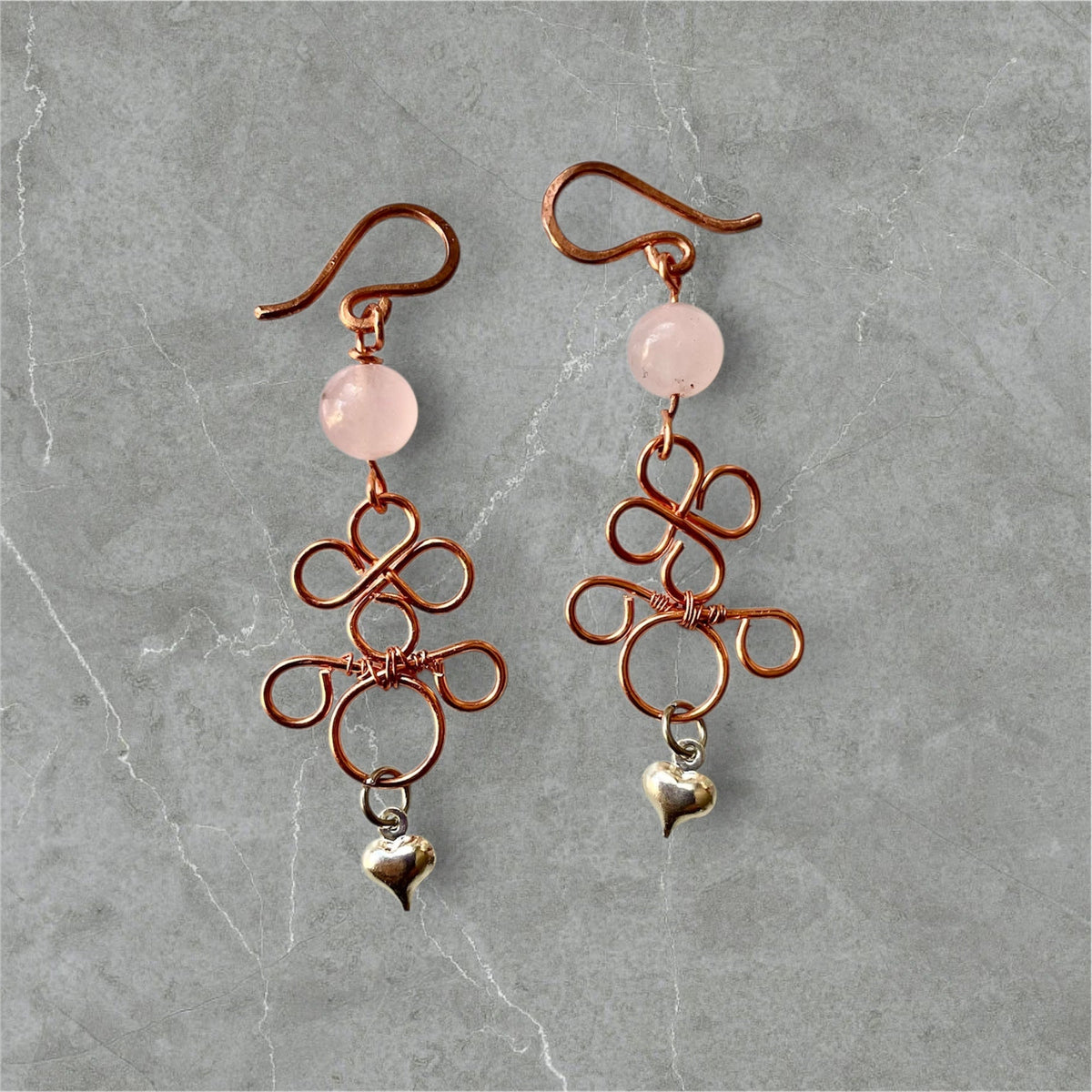 Dangle Earrings-Aquamarine & Rose Quartz