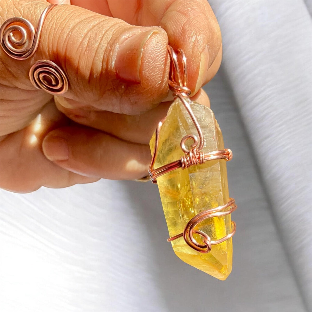 Himalayan Lemurian Citrine Points Wire Wrapped Pendants✨