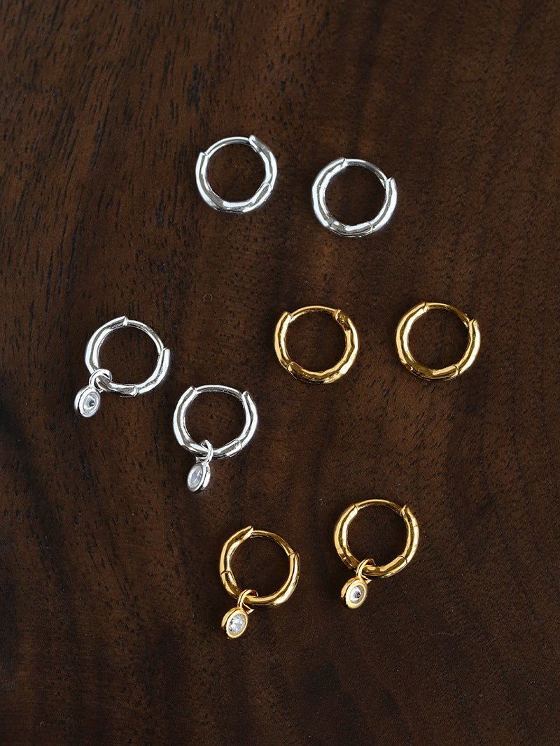 2-in-1 Detachable Solitaire Huggie Earrings - Petite 925 Sterling Silver Small Hoop