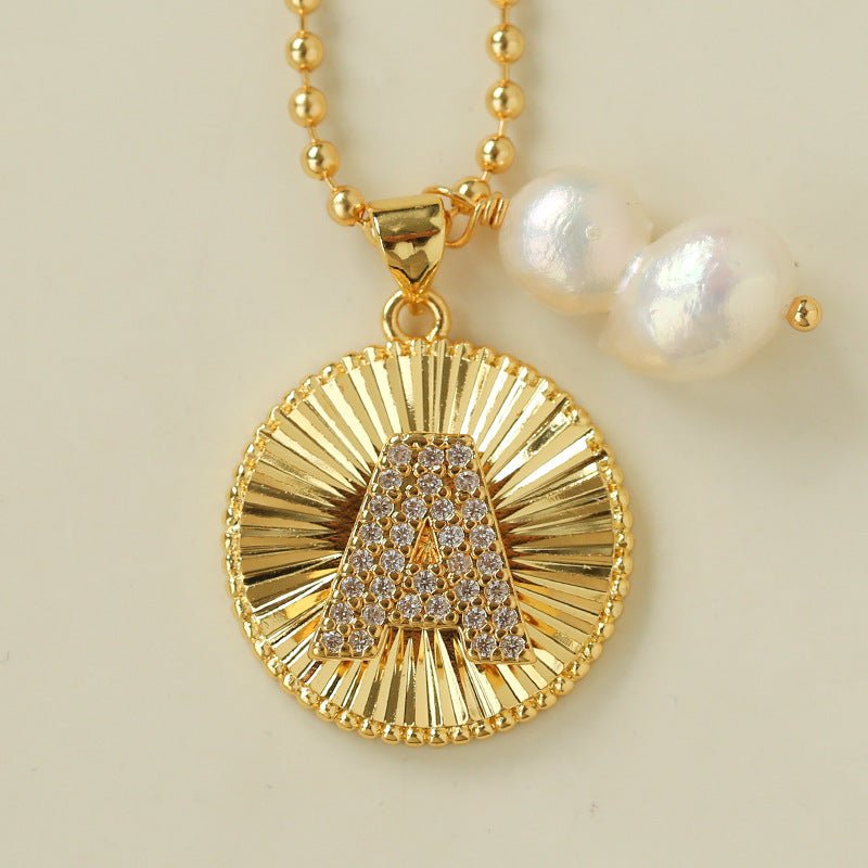 26 Initial Coin Pearl Long Necklace