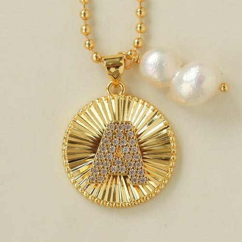 26 Initial Coin Pearl Long Necklace