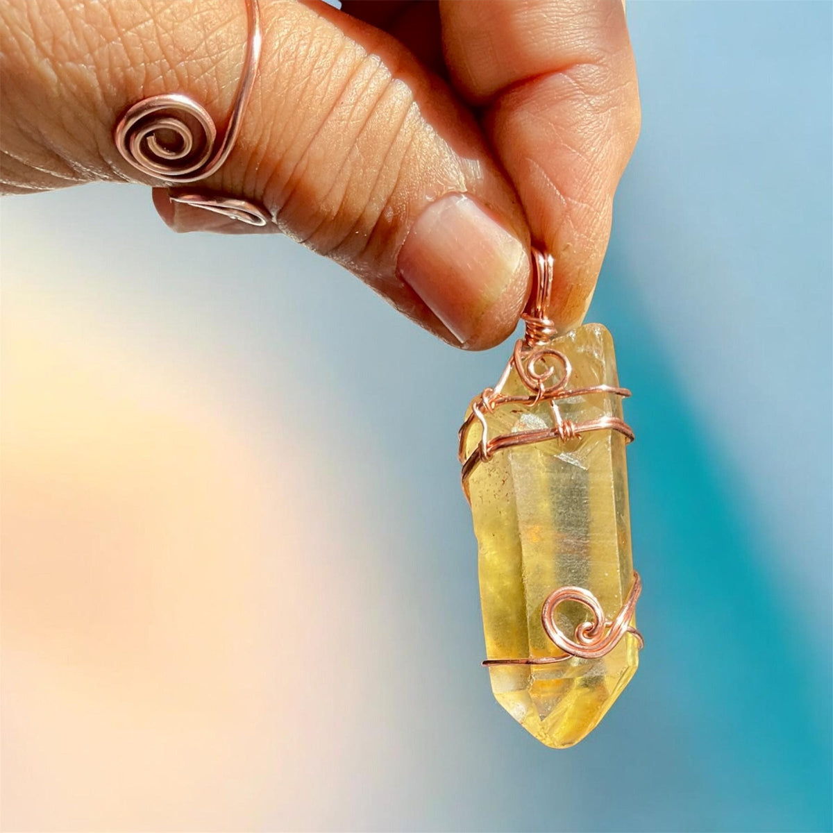 Himalayan Lemurian Citrine Points Wire Wrapped Pendants✨