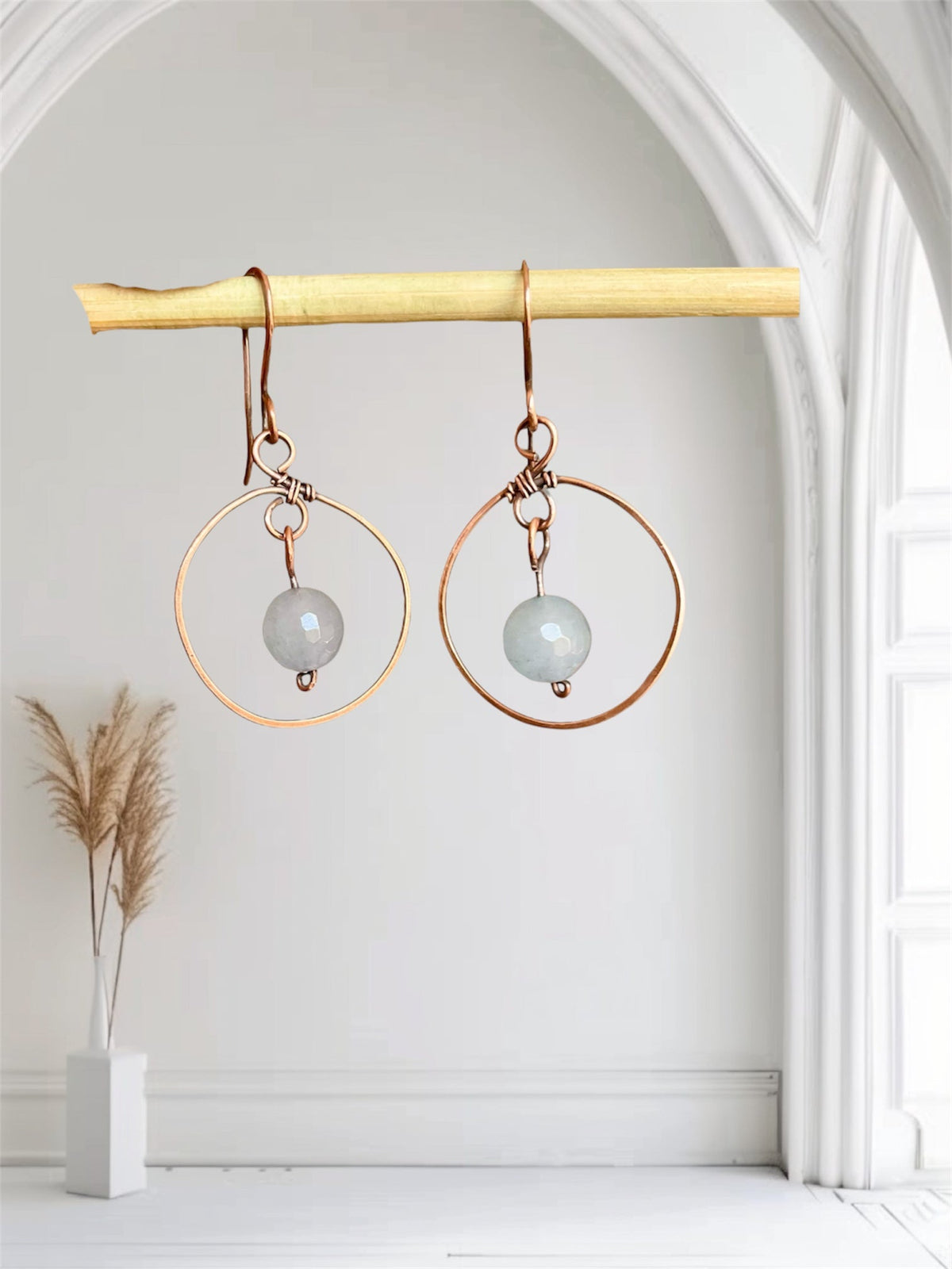 Dangle Earrings-Aquamarine & Rose Quartz