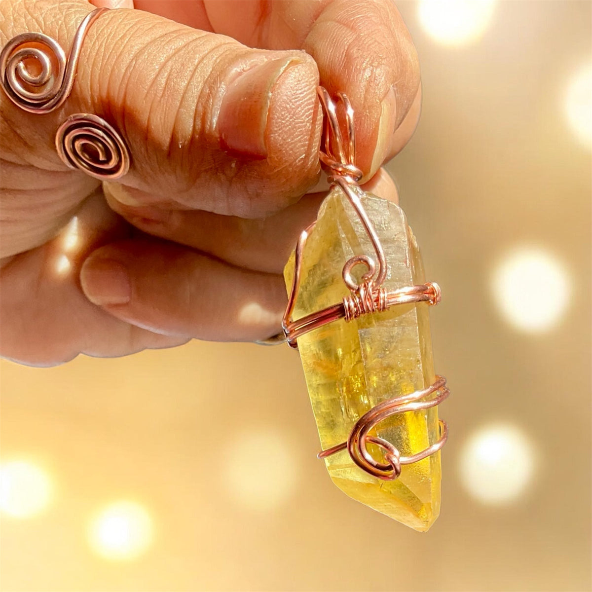 Himalayan Lemurian Citrine Points Wire Wrapped Pendants✨