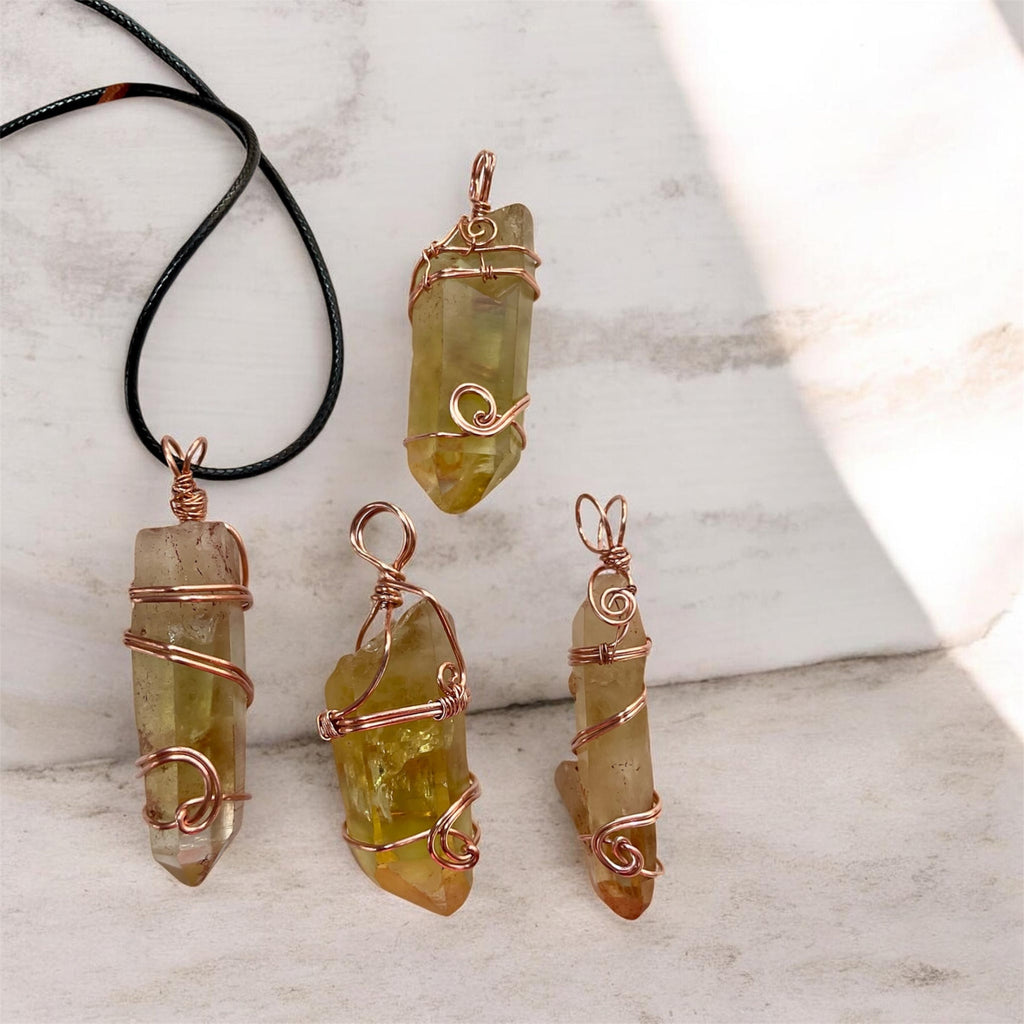 Himalayan Lemurian Citrine Points Wire Wrapped Pendants✨