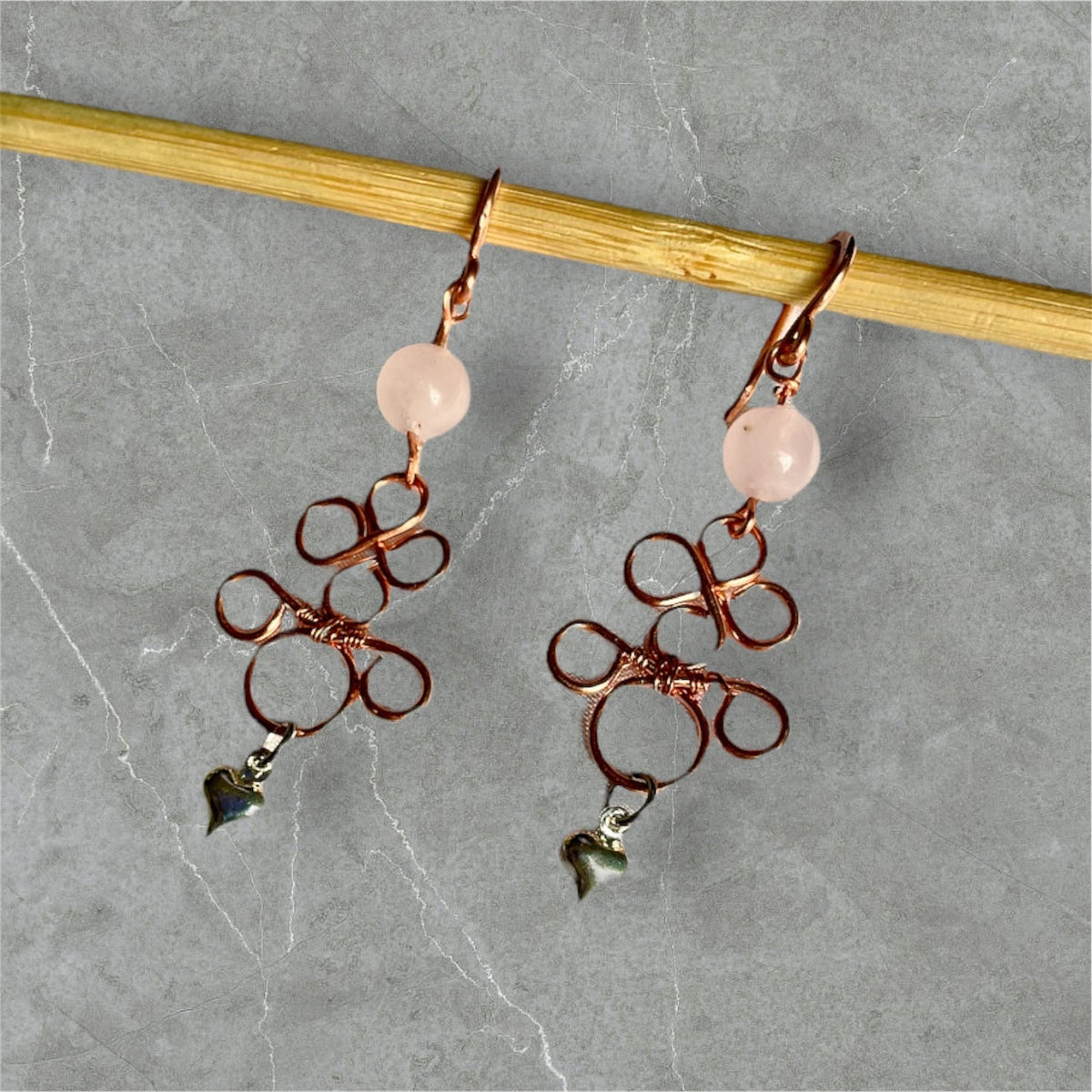 Dangle Earrings-Aquamarine & Rose Quartz