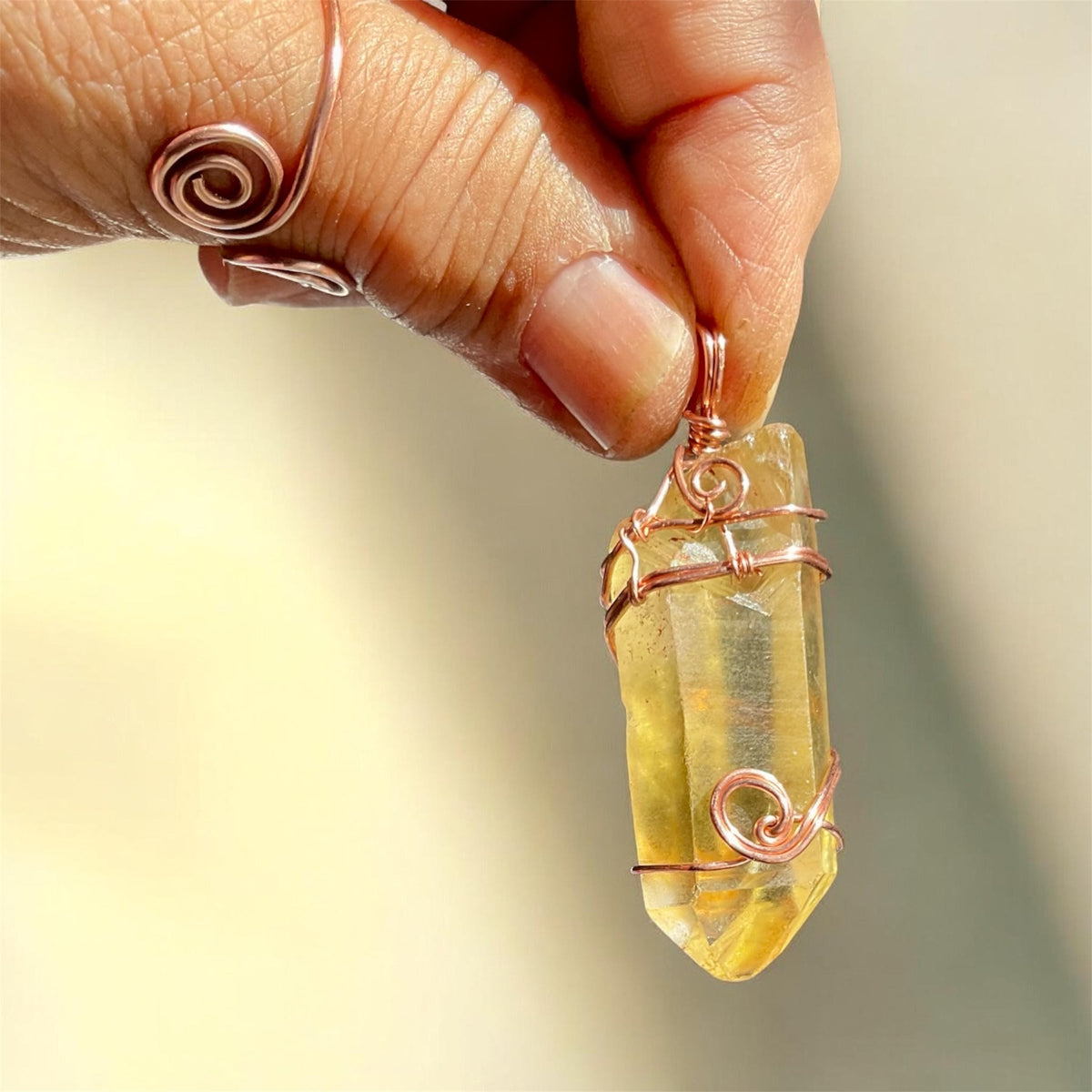 Himalayan Lemurian Citrine Points Wire Wrapped Pendants✨