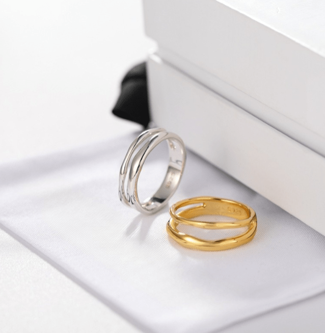 925 Silver Double Line Ring