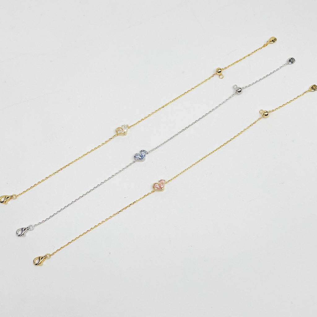 925 Silver Heart Drop Bracelet