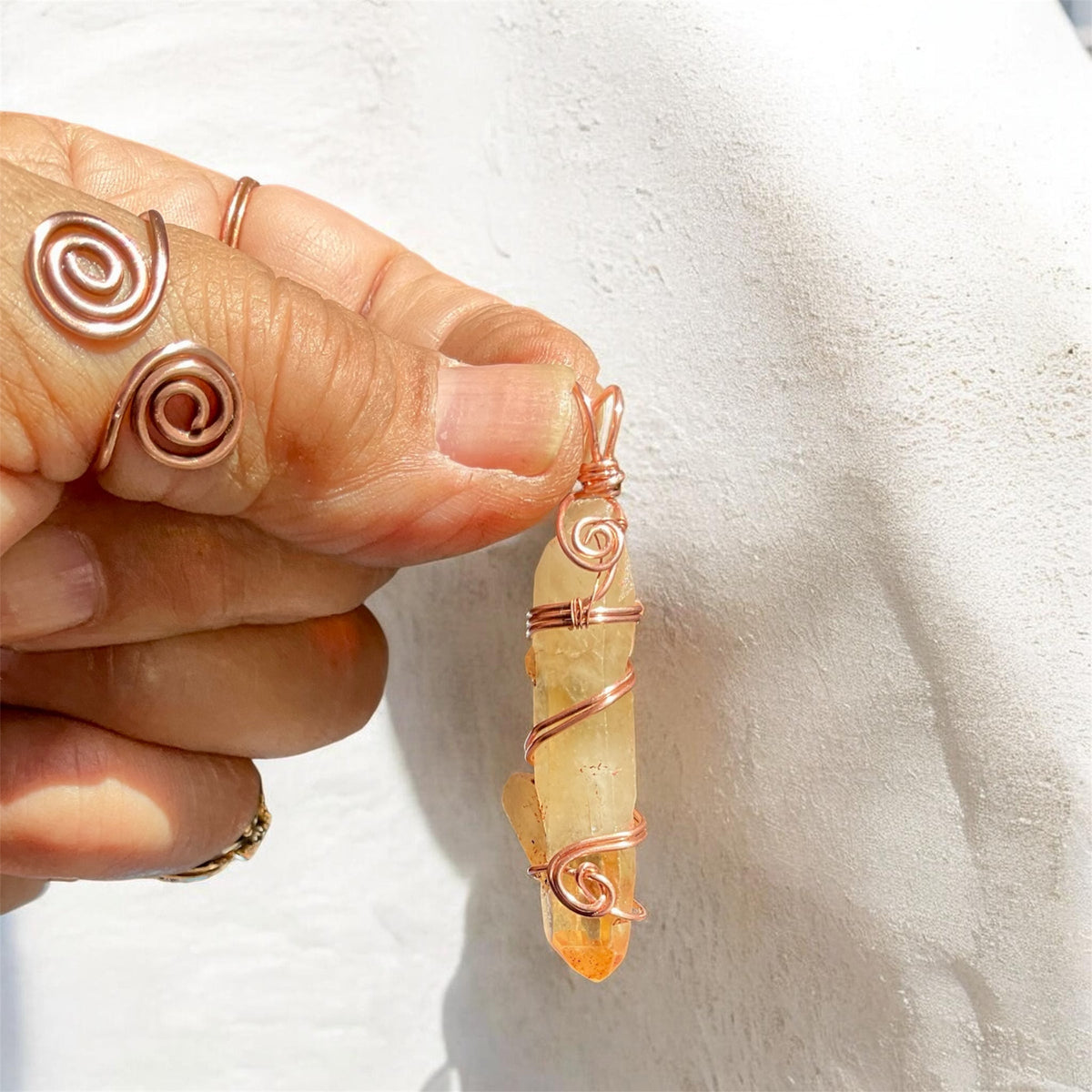Himalayan Lemurian Citrine Points Wire Wrapped Pendants✨