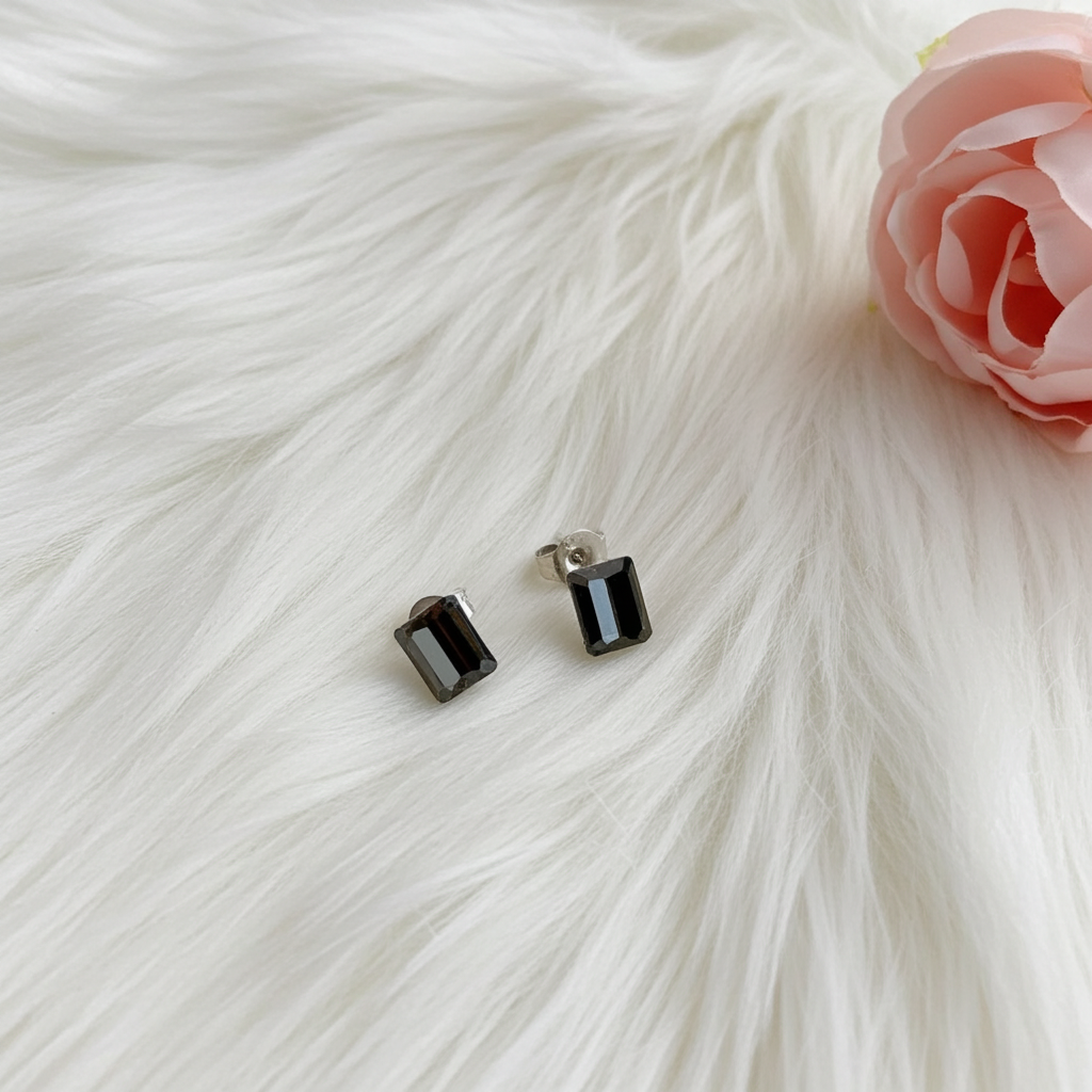 Black Tourmaline Stud Earrings