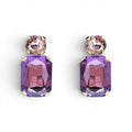 Adelle Light Amethyst Crystal Octagon And Light Rose Round Stone Drop Earrings