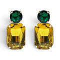 Adelle Topaz Crystal Octagon And Emerald Round Stone Drop Earrings