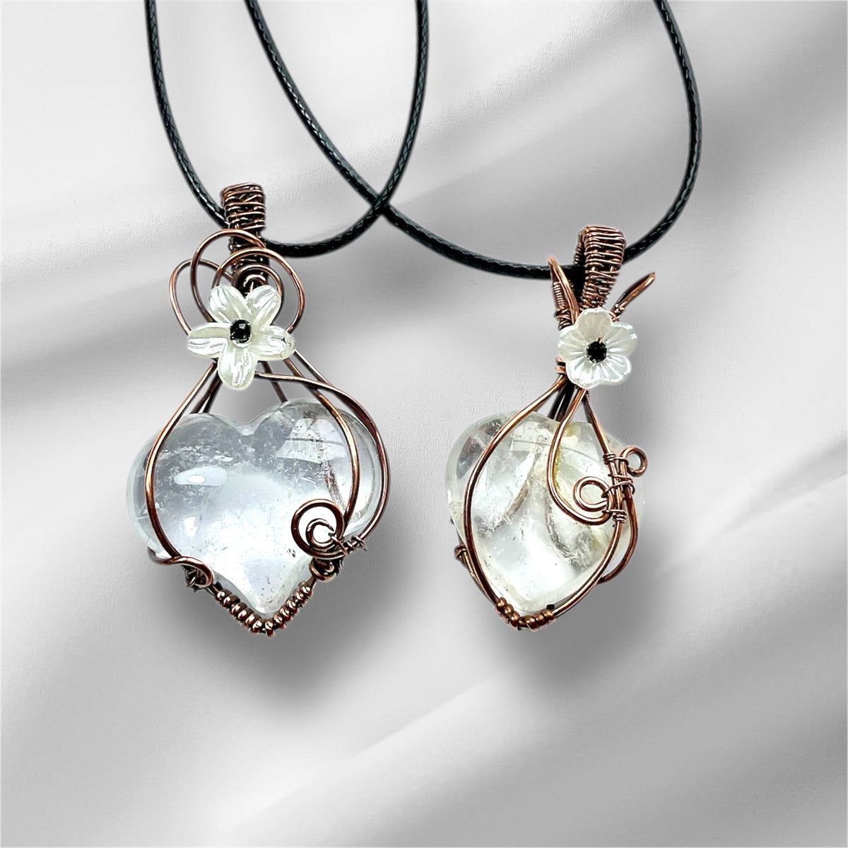 Clear Quartz Heart Pendants