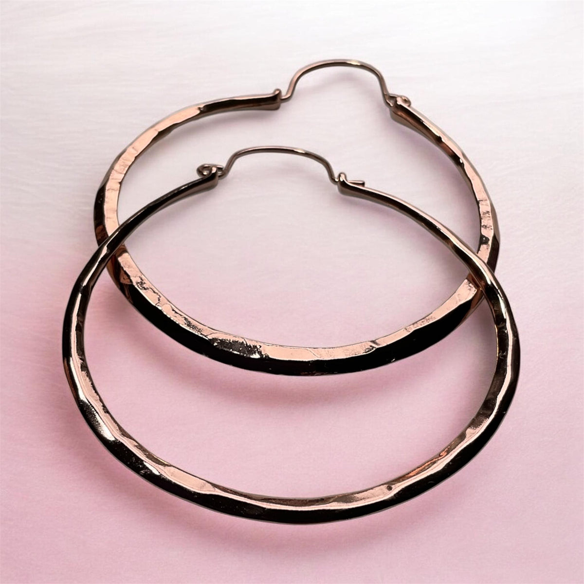 Hammered Copper Hoop Earrings