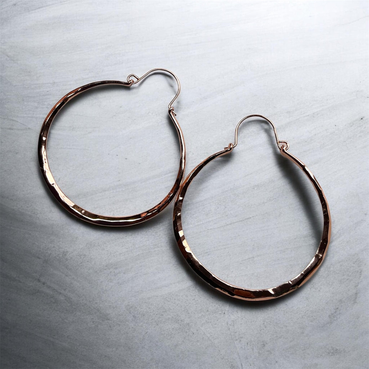 Hammered Copper Hoop Earrings
