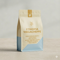 Coffee bag labeled 'Ethiopia Yirgacheffe' on a neutral background