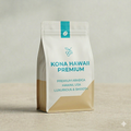 Kona Hawaii Premium coffee bag on a neutral background