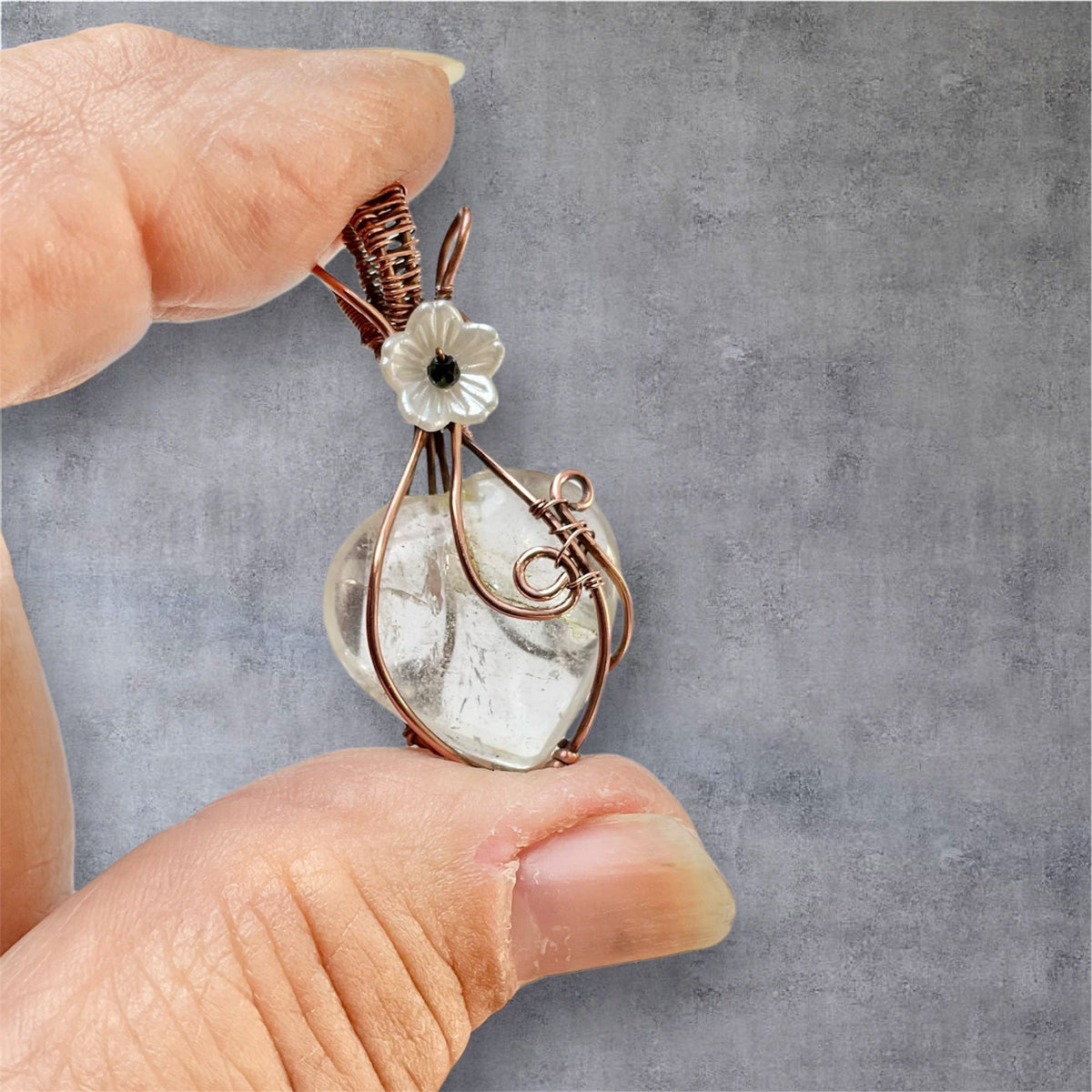 Clear Quartz Heart Pendants