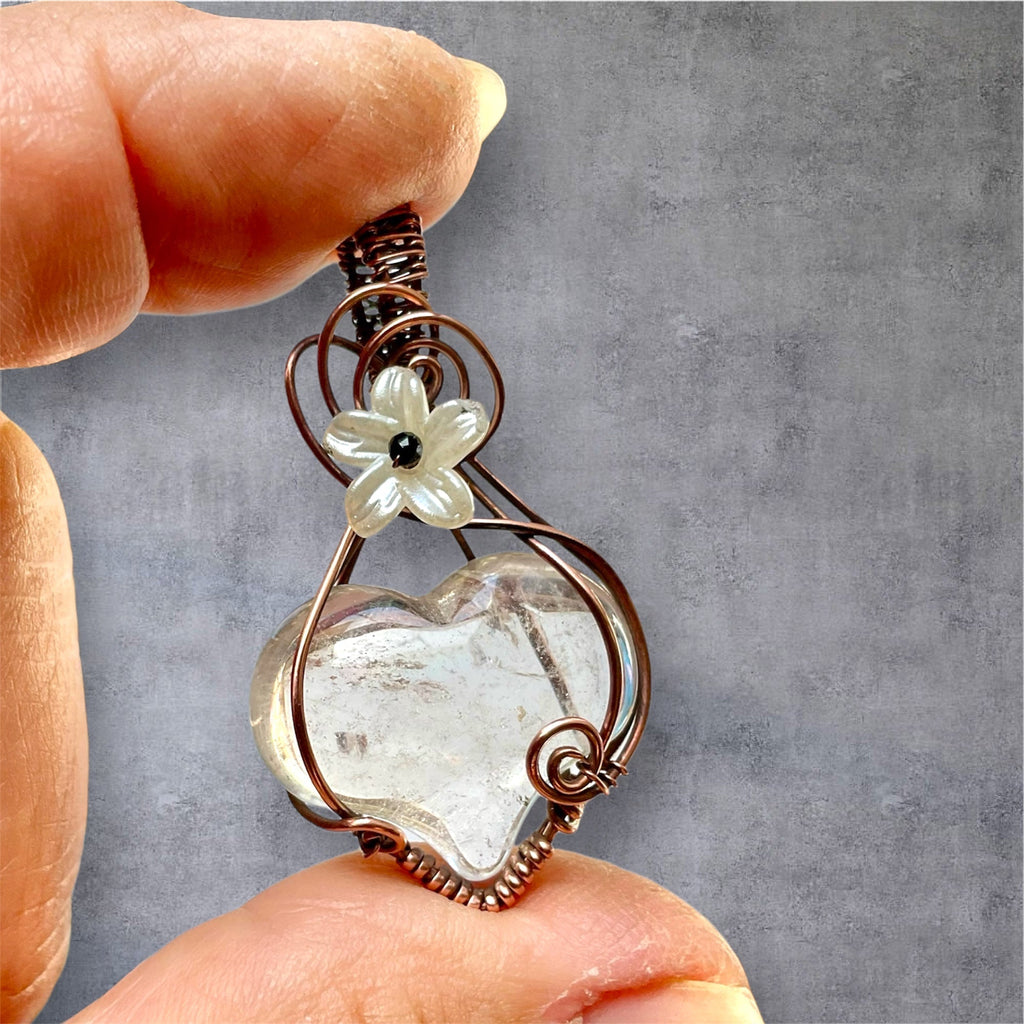 Clear Quartz Heart Pendants
