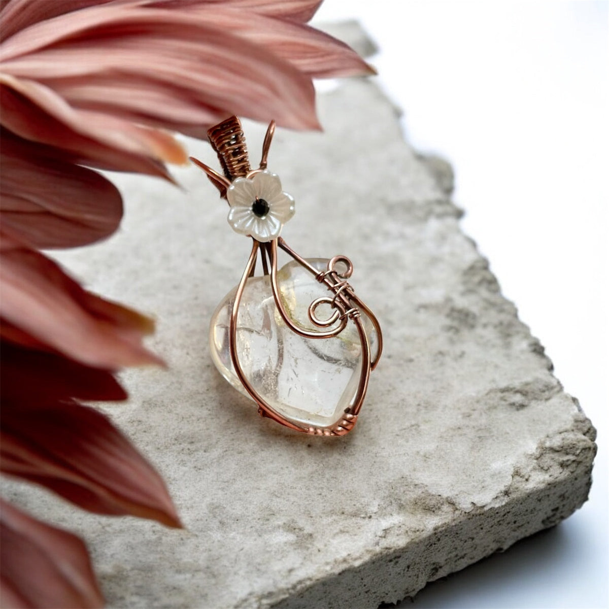 Clear Quartz Heart Pendants