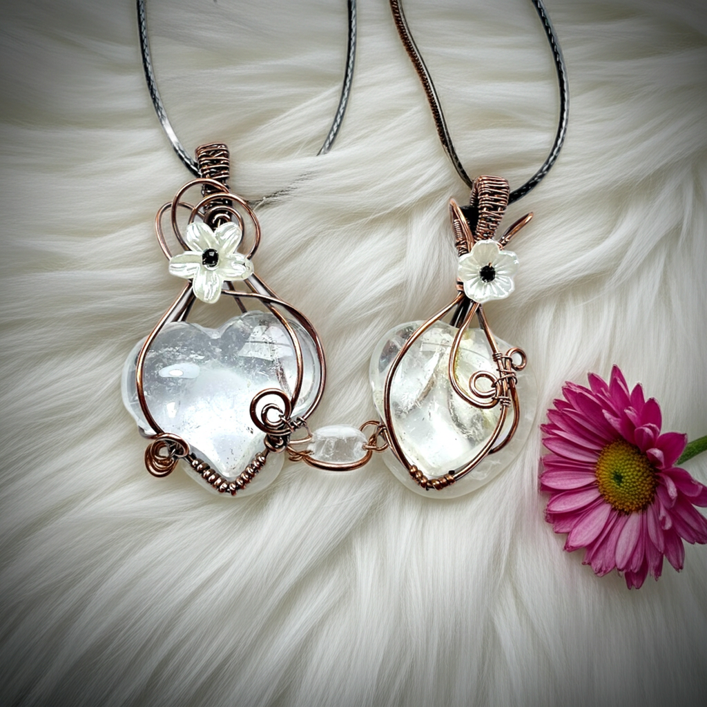 Clear Quartz Heart Pendants