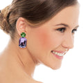 Adelle Light Amethyst Crystal Octagon And Peridot Round Stone Drop Earrings