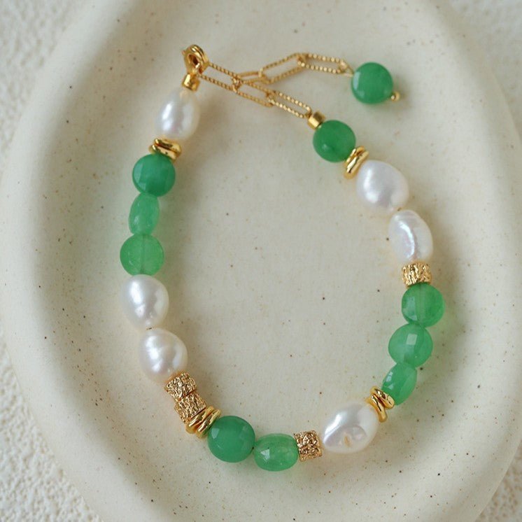 Aventurine Freshwater Pearl Beaded Bracelet