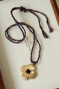 “Fortune Circle” Shell Hibiscus & Clover Long Necklace