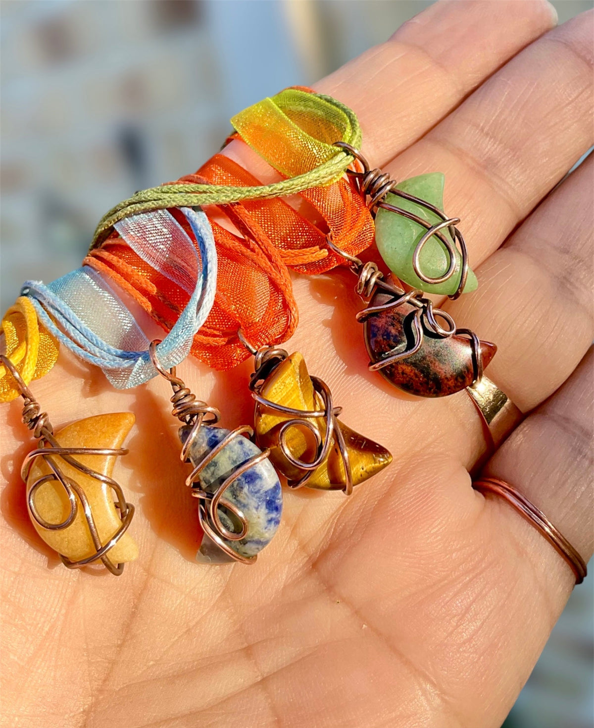 Mini Gemstone Crescent Moons