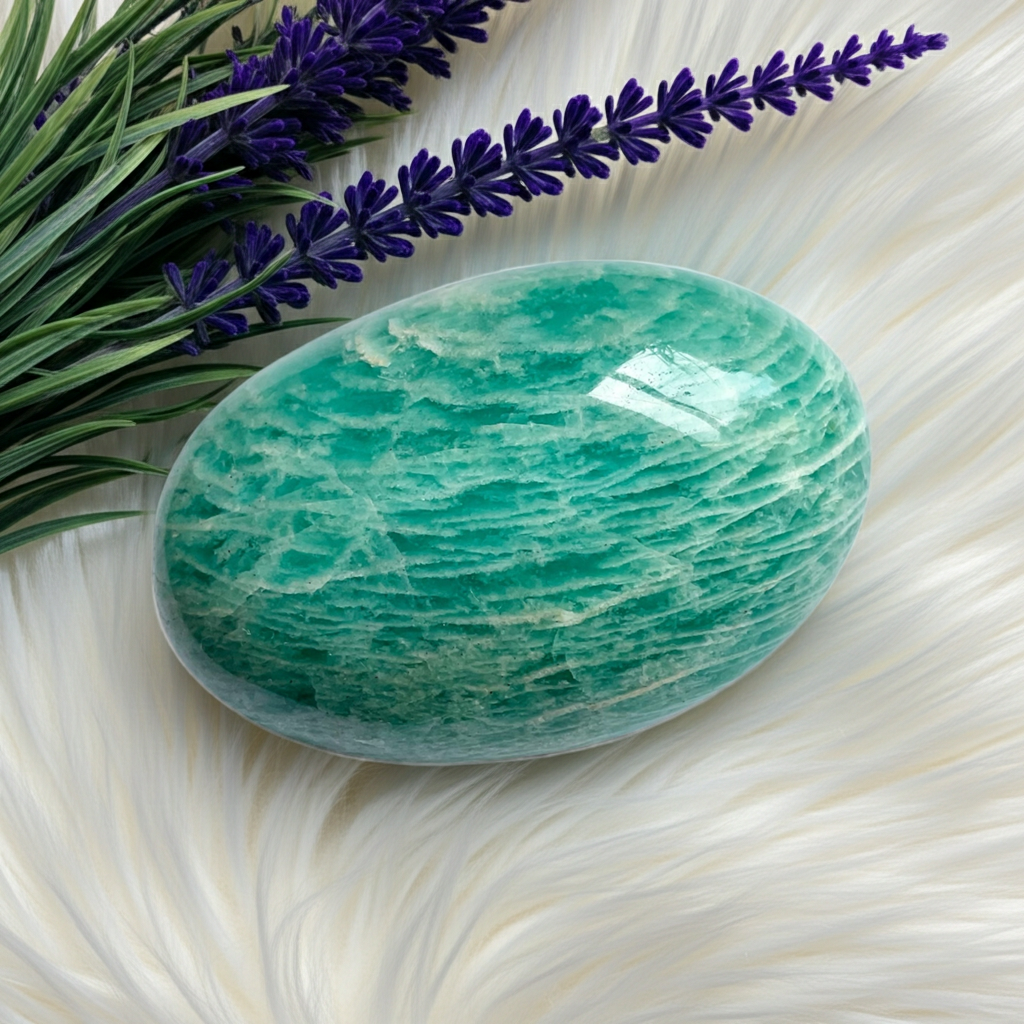 🌊 Amazonite Palm Stone (189g)