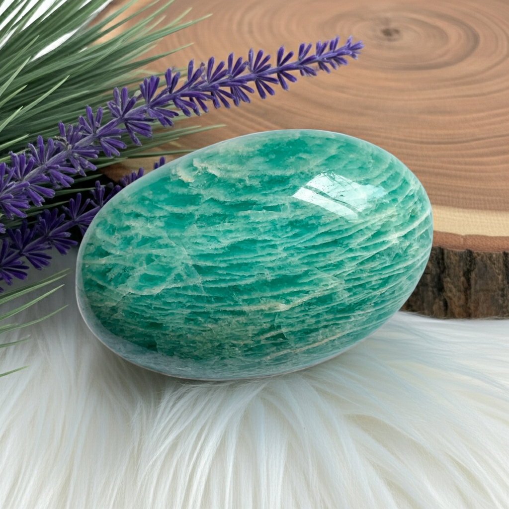 🌊 Amazonite Palm Stone (189g)